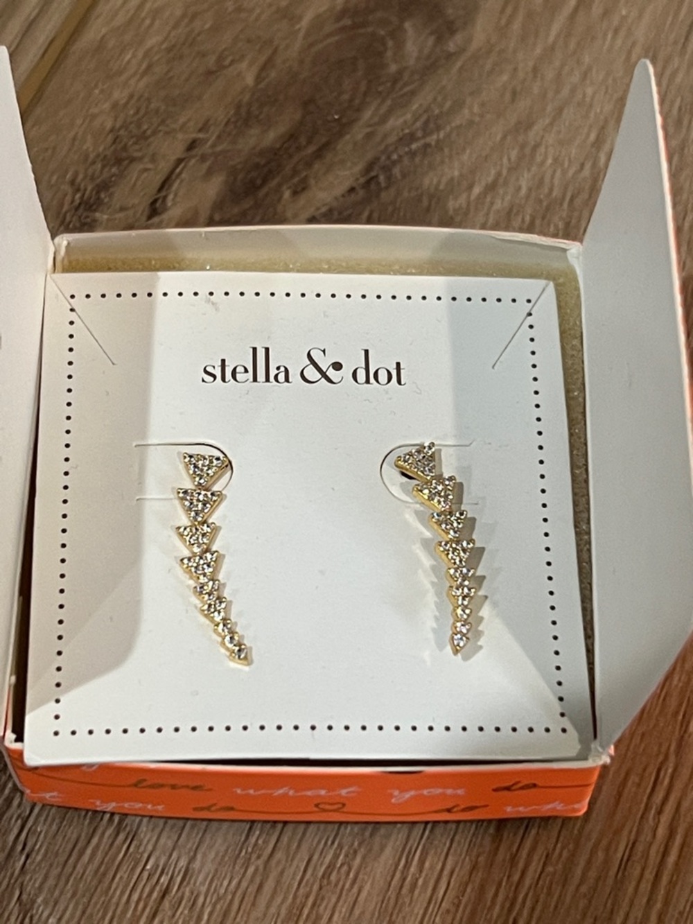 Stella & Dot Gold Crystal Ear Climbers - Gold